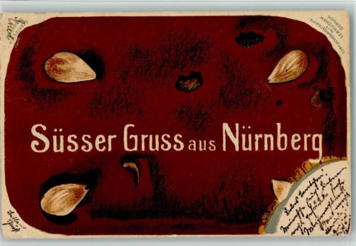 Süsser Gruß aus Nürnberg 1903 AK Lebkuchen Prägedruck