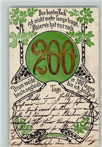 Noch 200 Tage im Golddruck 1909 AK Jugendstil Verzierung