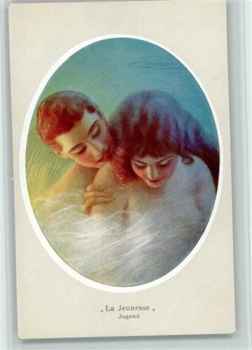 Erotik Serie 526-5 - La Jeunesse - Der Kuss auf die Schulter - Schleier verhüllt die Frau Guerzoni, C.