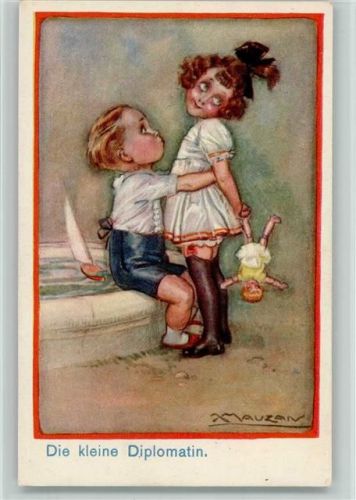 Die kleine Diplomatin mit Puppe 1921 AK