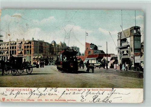 Scheveningen - Straßenbahn uaf der Gevers Deynootplein 1905 AK