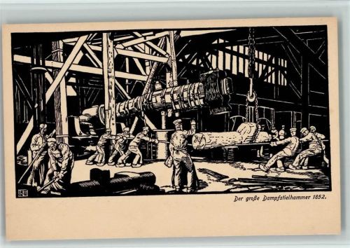 Essen Historisches aus den Krupp Betrieben 1812-1912 - Berufe - Dampfstielhammer 1852