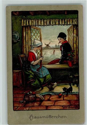 Hollandkinder - Trachten - Hausmütterchen beim Stricken Parkinson, E.