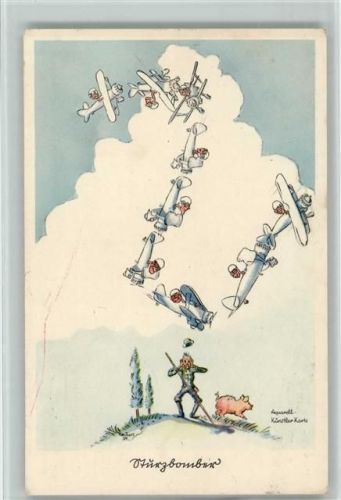 Karikatur - Flieger Humor - Sturzbomber 1940 AK Fliegerhumor Künstlerkarte