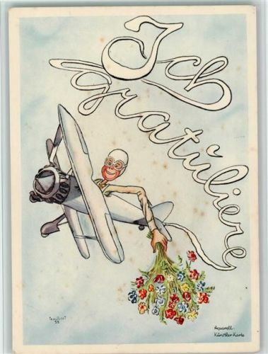 Serie Flieger Humor H I-10 - ca 1940 AK Ich gratuliere Fliegerhumor Künstlerkarte