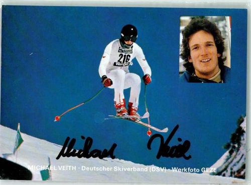 Michael Keith Silberemdaille bei der Abfahrt und Original Autogramm Ski