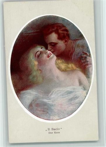 Erotik - Serie 526-3 - Ill Bacio - Der Kuss auf die Wange, Frau mit Schleier bedeckt Guerzoni, C.