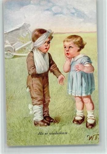Nr. 1803 - Kinder mit einem Flugzeug Fialkowska, W. Künstlerkarte
