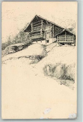 Vouga Nr. 20 - Federzeichnung - Haus am Berg