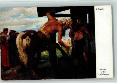 Kentaur in der Dorfschmiede - Pferdemensch Mythologie Böcklin, A. Künstlerkarte