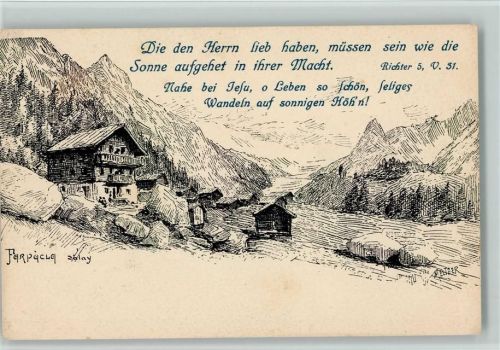 Federzeichnung - V.C. Nr. 11 AK Bergdorf