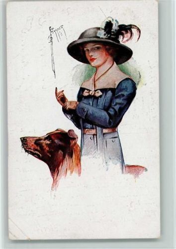 Frau mit einem Hund 1917 AK
