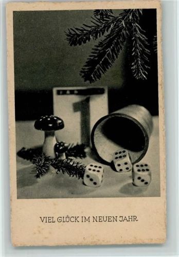 Becher und Würfel 1940 AK Neujahr - Serie 5982-1 Gunkel Würfeln