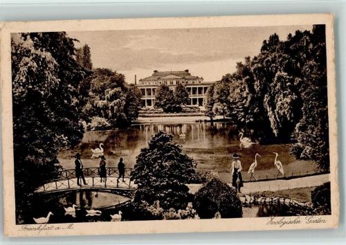 Zool. Garten Frankfurt - Restaurantion, Brücke 1925 AK