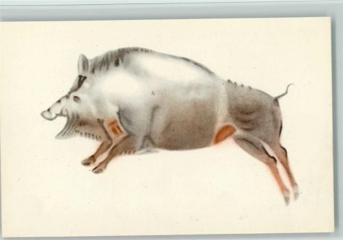 Nr. 4 Jabali al galope - Patronato de las Cuevas de Altamira, Policromia de H. Breuil Dinosaurier Künstlerkarte