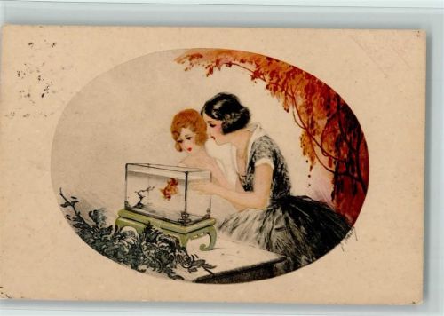 Italien Gravur 1787 - Mode Frauen mit einem Aquarium 1928 - Italienische Kunst