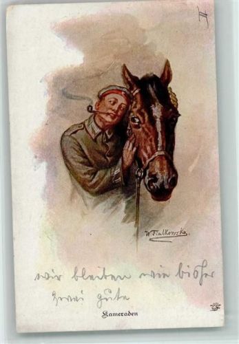 Soldat mit seinem Pferd als Kamerad - WK I AK Fialkowska, W.