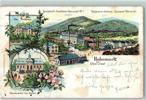 61440 W6370 Oberursel (Taunus) 1900 Lithographie Hohemark Altes Restaurant Neues Restaurant Bahnhof