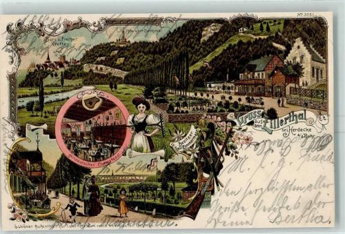 Herdecke 1900 Burg und Freiheit Wetten Zillerthal Harkort-Denkmal