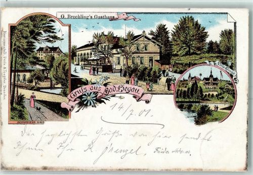 Liegau-Augustusbad 1901 G. Brechlings Gasthaus Villa Klinge Schweizer Haus