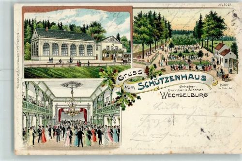 09306 O9295 Wechselburg 1905 Lithographie Schützenhaus