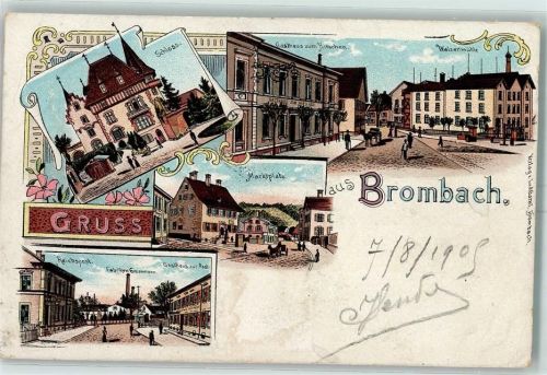 Brombach 1905 Schloss Gasthaus Zum Hirschen Walzenmühle Marktplatz Reichspost Fabriken Grossmann Gasthaus Zur Post