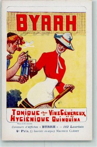 Tonique Byrrh Tennis Werbung Jugendstil sign. Maurice Cleret AK Collection BYRRH