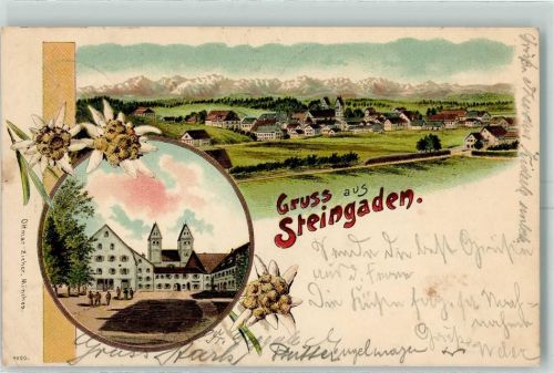 86989 W8924 Steingaden , Oberbay 1899 Karte beschädigt Edelweiss Lithographie