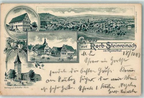 Korb Gasthaus Zum Lamm Turm und Ruine Steinreinach Korb