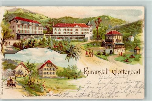 79286 W7804 Glotterbad 1901 Lithographie Kuranstalt Gasthaus Zum Ochsen