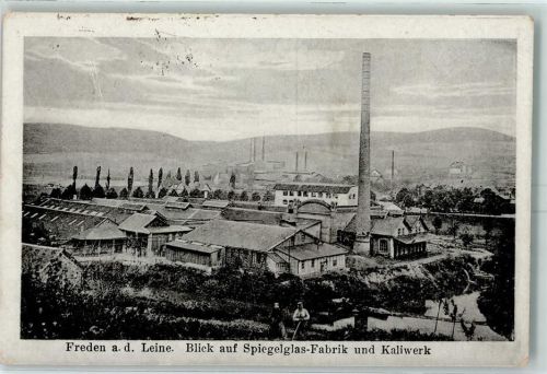 31084 W3222 Freden (Leine) - Blick auf Spiegelglas-Fabrik und Kaliwerk