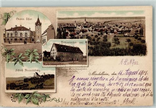Mindelheim 1901 Oberes Tor Präparanden- und Fortbildungsschule Schloss Freundsberg