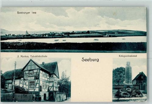 37136 W3401 Seeburg , Niedersachs - Seeburger See J. Merten Tabakfabrikate Kriegerdenkmal