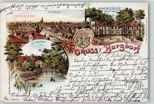 Burgdorf 1897 Schloss Auenpartie Ruderboot Seerose