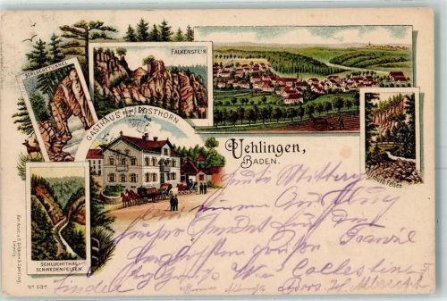 Ühlingen 1898 Schluchttunnel Falkenstein Gasthaus Zum Posthorn Schluchtthal-Schwedefelsen Allmuth Felsen