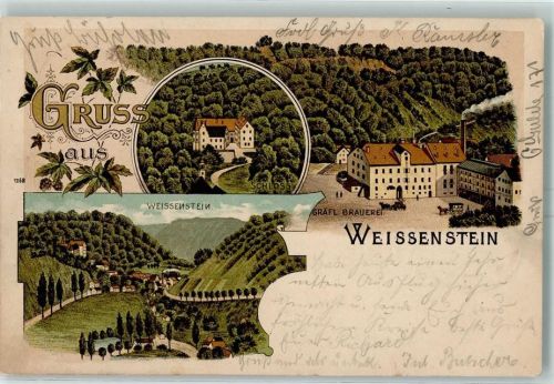 73111 W7329 Weißenstein , Württ 1898 Lithographie Schloss Gräfl. Brauerei