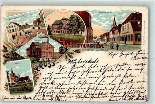 Westerstede 1902 Langestraße Schule Peterstraße Kirche Molkerei
