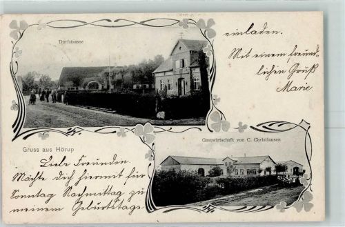 Hörup 1908 Dorfstraße Gastwirtschaft von C. Christiansen
