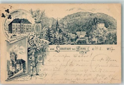 01825 O8301 Liebstadt 1897 - Gasthof Zum schwarzen Kleeblatt Schloss Kuckuckstein Vorläufer