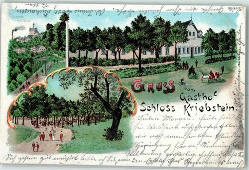09648 O9251 Kriebstein 1899 Lithographie Gasthof Schloss Kriebstein