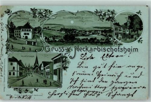 Neckarbischofsheim 1904 Haushaltungsschule Kriegerdenkmal Hauptstraße