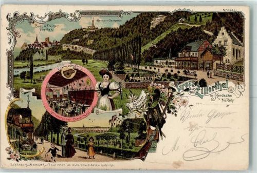 Herdecke 1900 Burg und Freiheit Wetter Harkort-Denkmal Zillerthal Bes. Emil Zimmermann