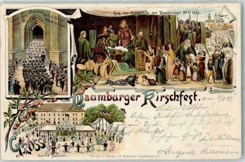 O4800 Naumburg (Saale) Gruss aus Kirschfest AK Jahrmarkt 1899 Lithographie