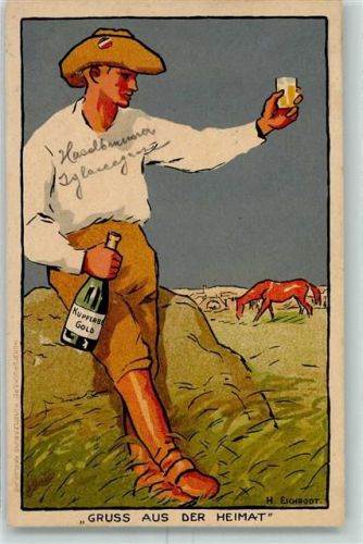1907 Werbung Kupferberg Gold Künstlerbund Karlsruhe sign. H. Eichrodt AK