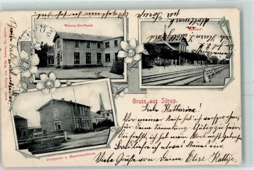 Sörup 1902 Waaren-Kaufhaus Bahnhof Dorfpartie Maschinenfabrik