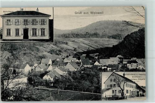 79367 W7831 Weisweil , Breisgau - Schulhaus Buchbinderei und Handlung Besitzer Johann Nägele