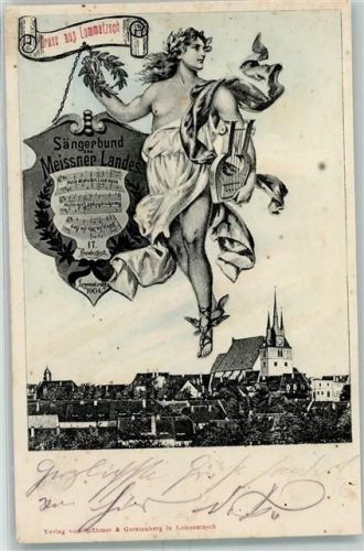 01623 O8260 Lommatzsch 1904 Gebrauchsspuren Sängerbund des Meissner Landes AK