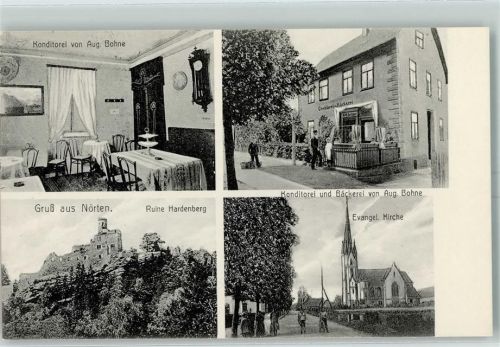 37176 W3412 Nörten-Hardenberg - Schloss Ruine Hardenberg , Bäckerei Bohne AK