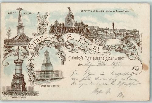Saint-Privat 1895 Gruss aus Lithographie Kriegerdenkmal