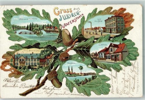 67400 Illkirch-Graffenstaden 1904 Gebrauchsspuren Gruss aus Lithographie Eichenblatt AK